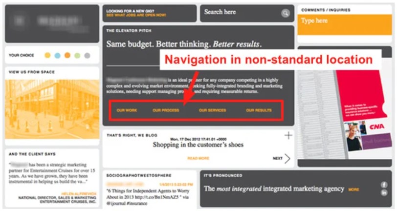 Poor Navigation On A Website