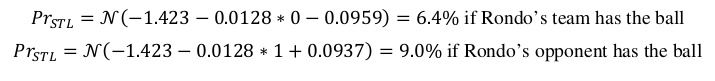 Example of probability of a steal