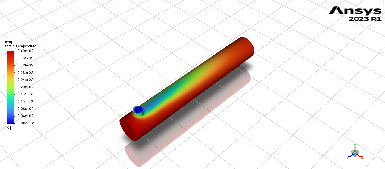 Temperature Contour for STHE with 7 Tubes