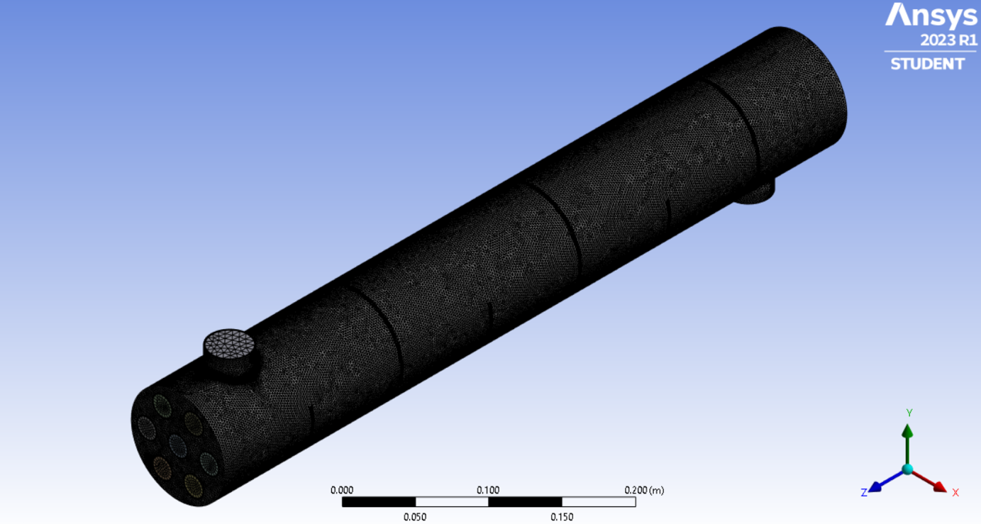 Mesh for STHE with Baffles at 0° Inclination