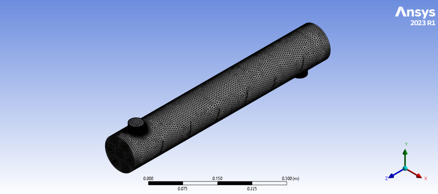 Mesh for STHE with Baffles at 20° Inclination