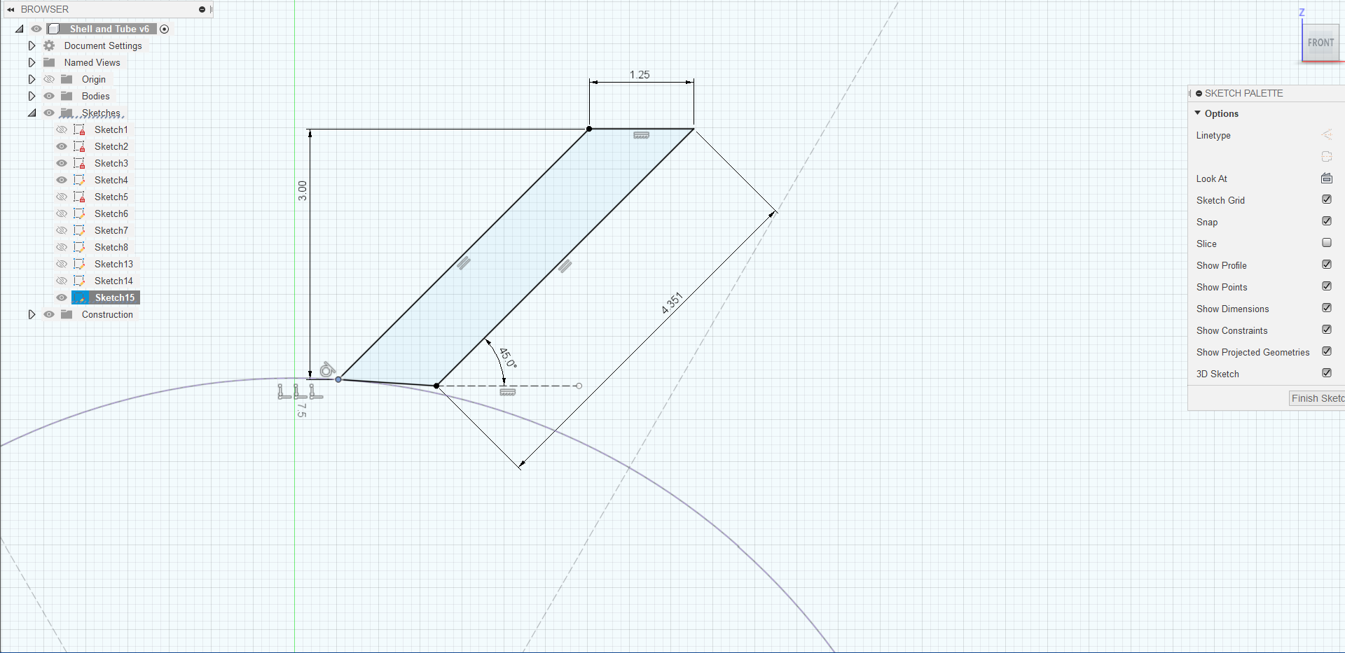 Dimensions for fin